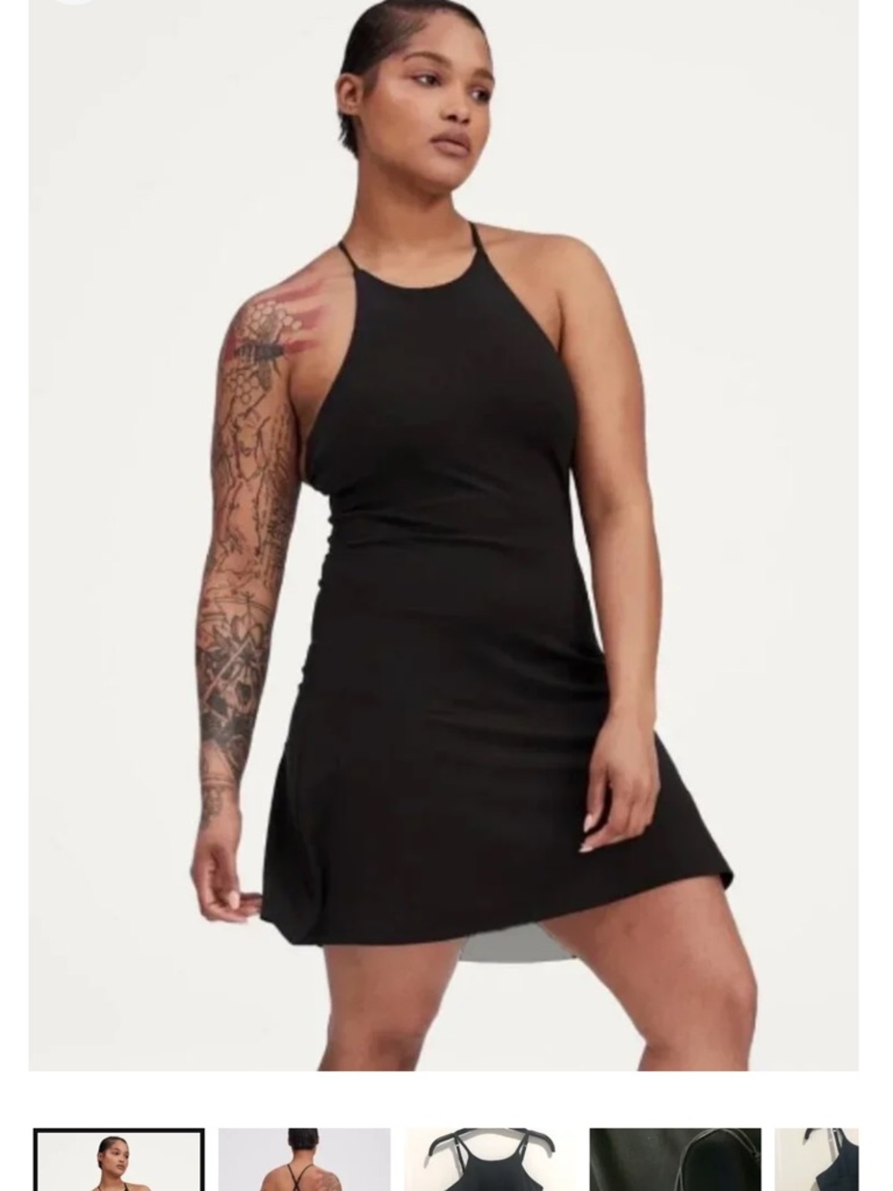 girlfriend collective Black Halter Workout Dress